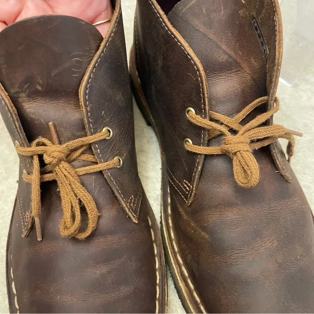 Clarks Originals Desert Brown Beeswax Leather Lace Up Chukka Boot Mens Size 9.5